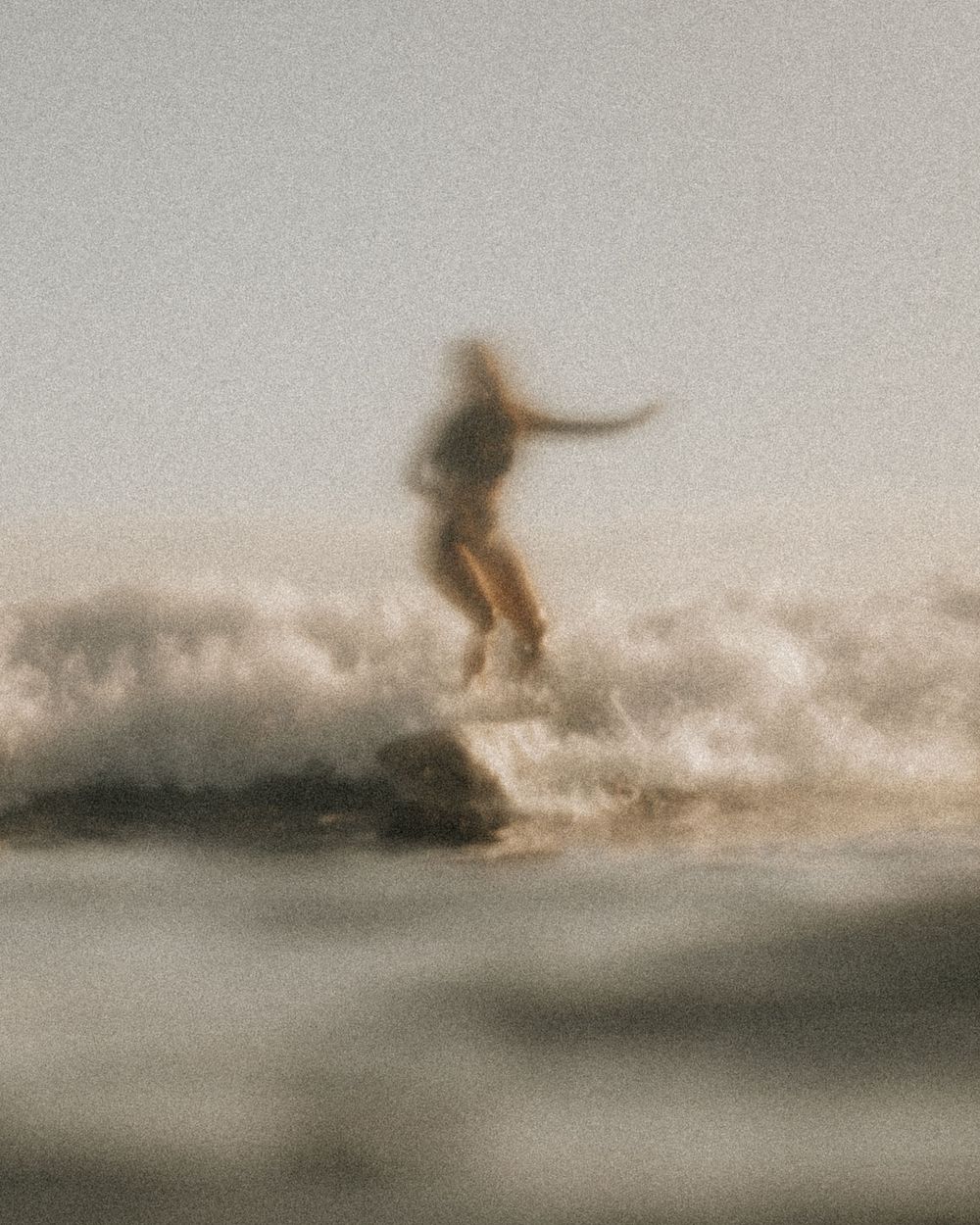 Abstract grainy film like photo of a girl on a surfboard from a project Perfect Imperfection hagaki letter writing and greeting print card