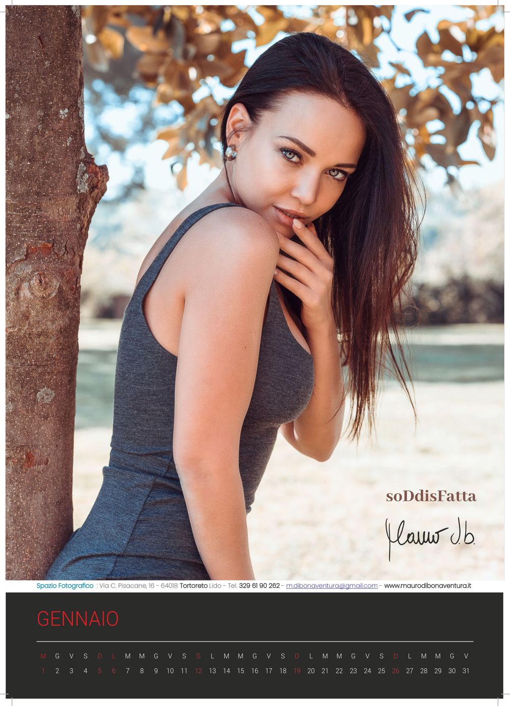 January calendar page featuring artistic outdoor portrait photography.