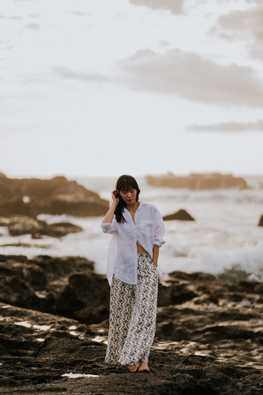 Solo portrait photography in Bali with sunset beach
