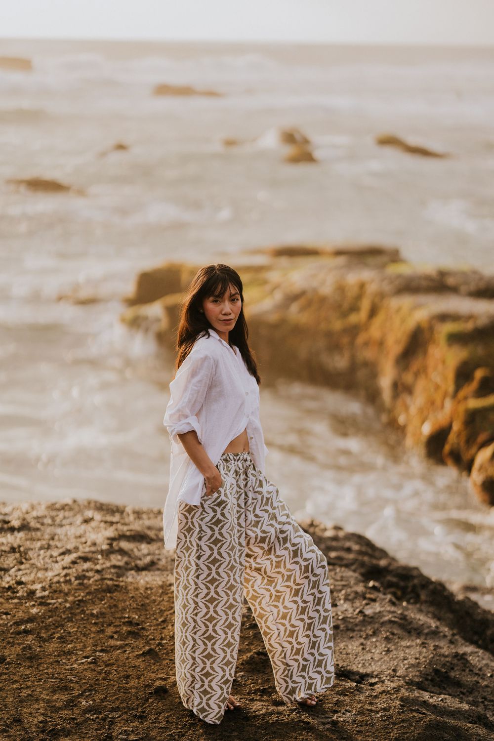 Solo portrait photography in Bali with sunset beach