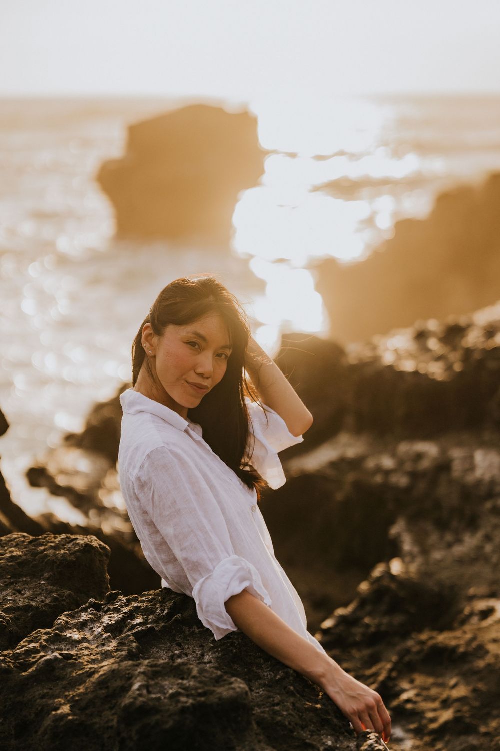 Solo portrait photography in Bali with sunset beach