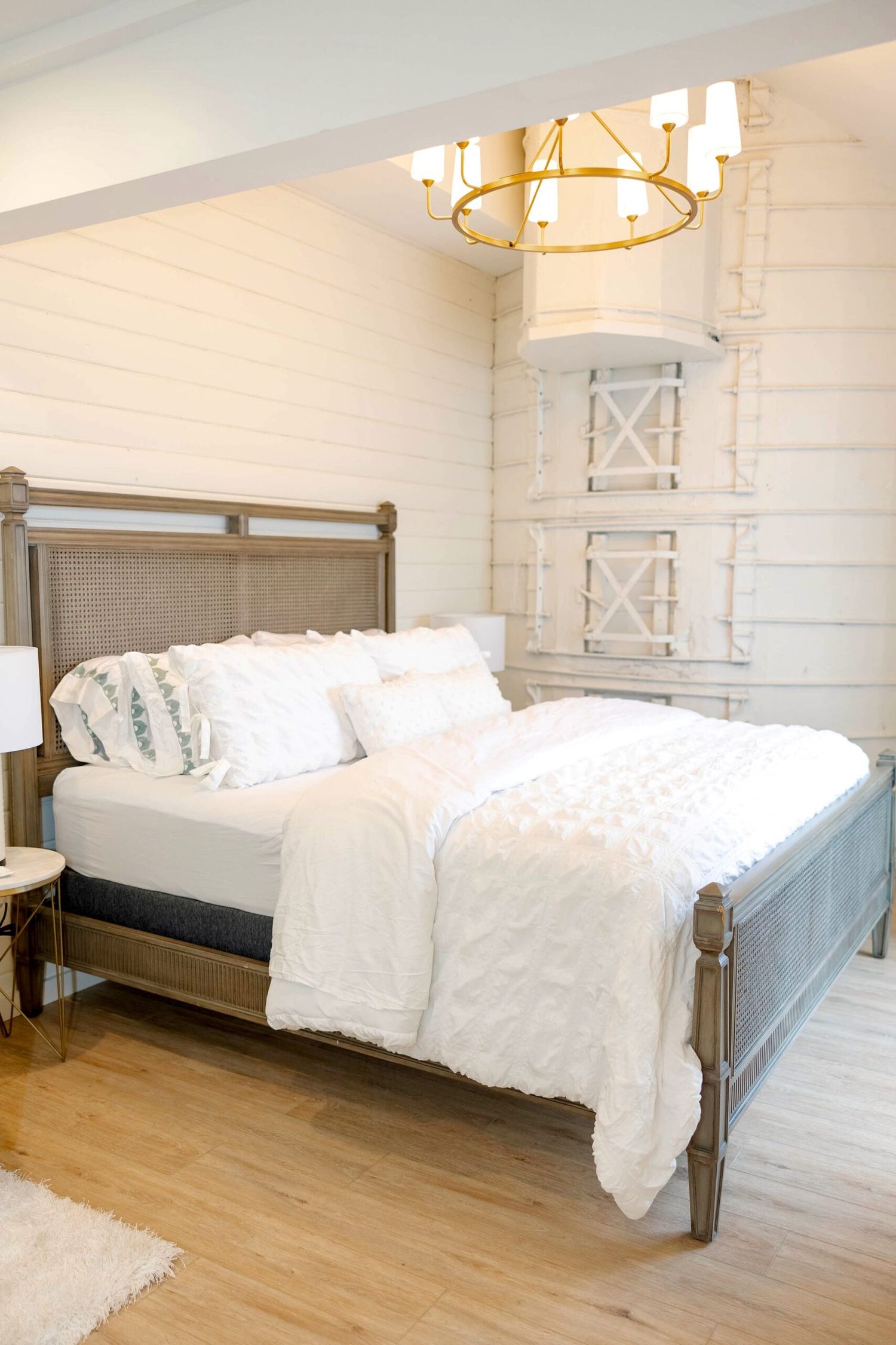 bedroom interior at the Dairy Barn white willow meadows