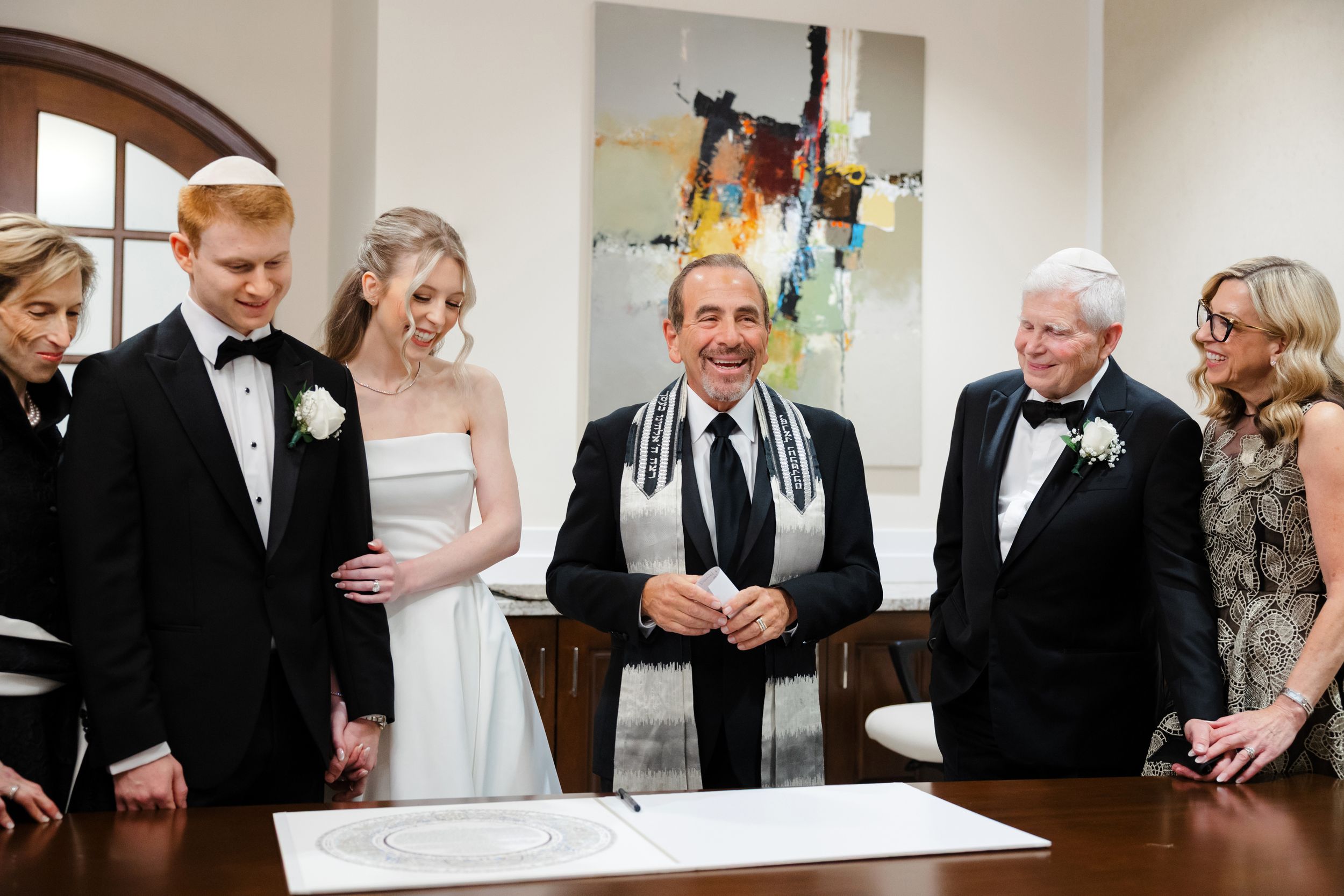 Ketubah signing at BallenIsles Country Club in Palm Beach, Florida during a wedding photographed by Tom Forrest of Ohio.
