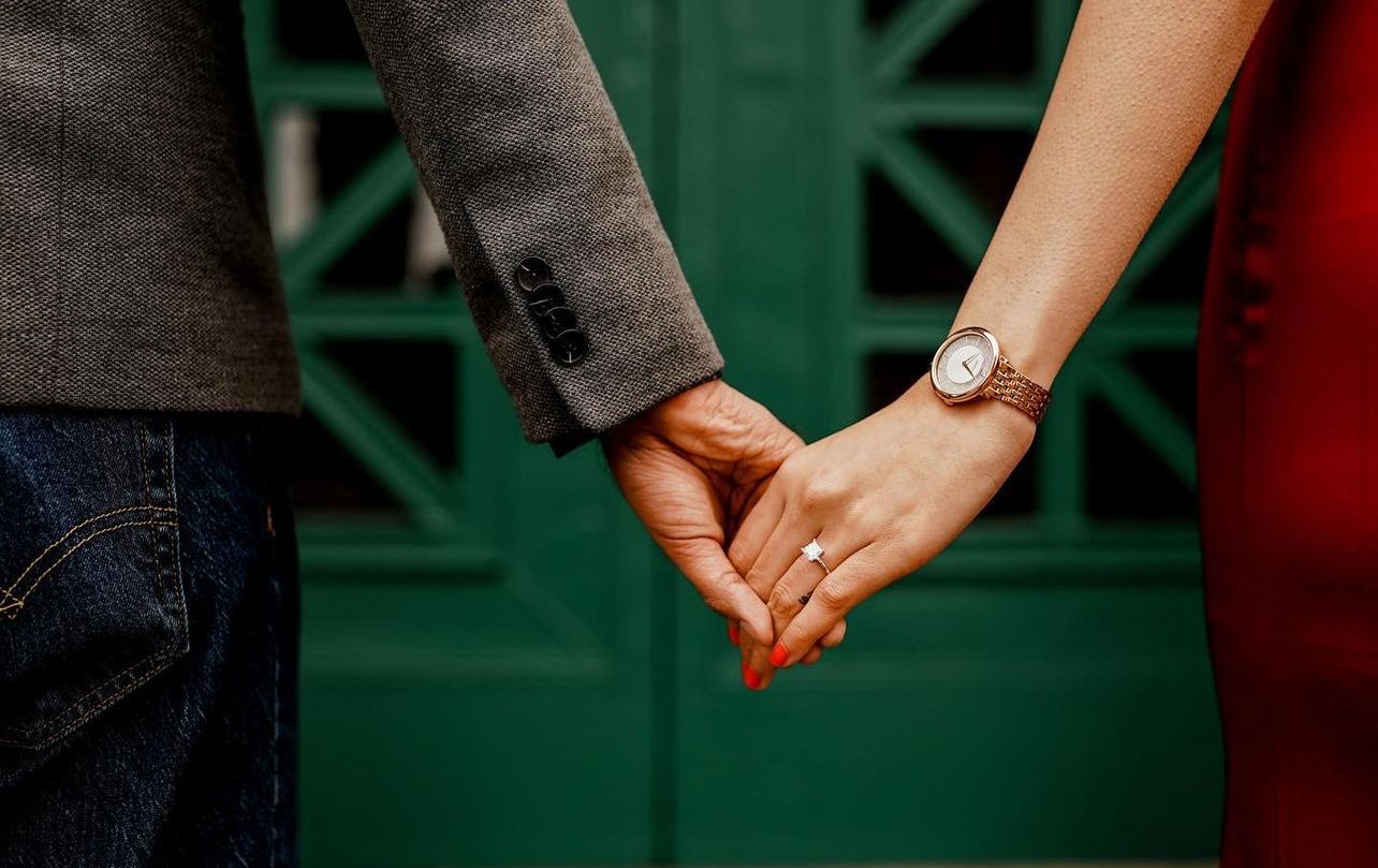 Bay Area engagement photography at outdoor scenic location with romantic posing.