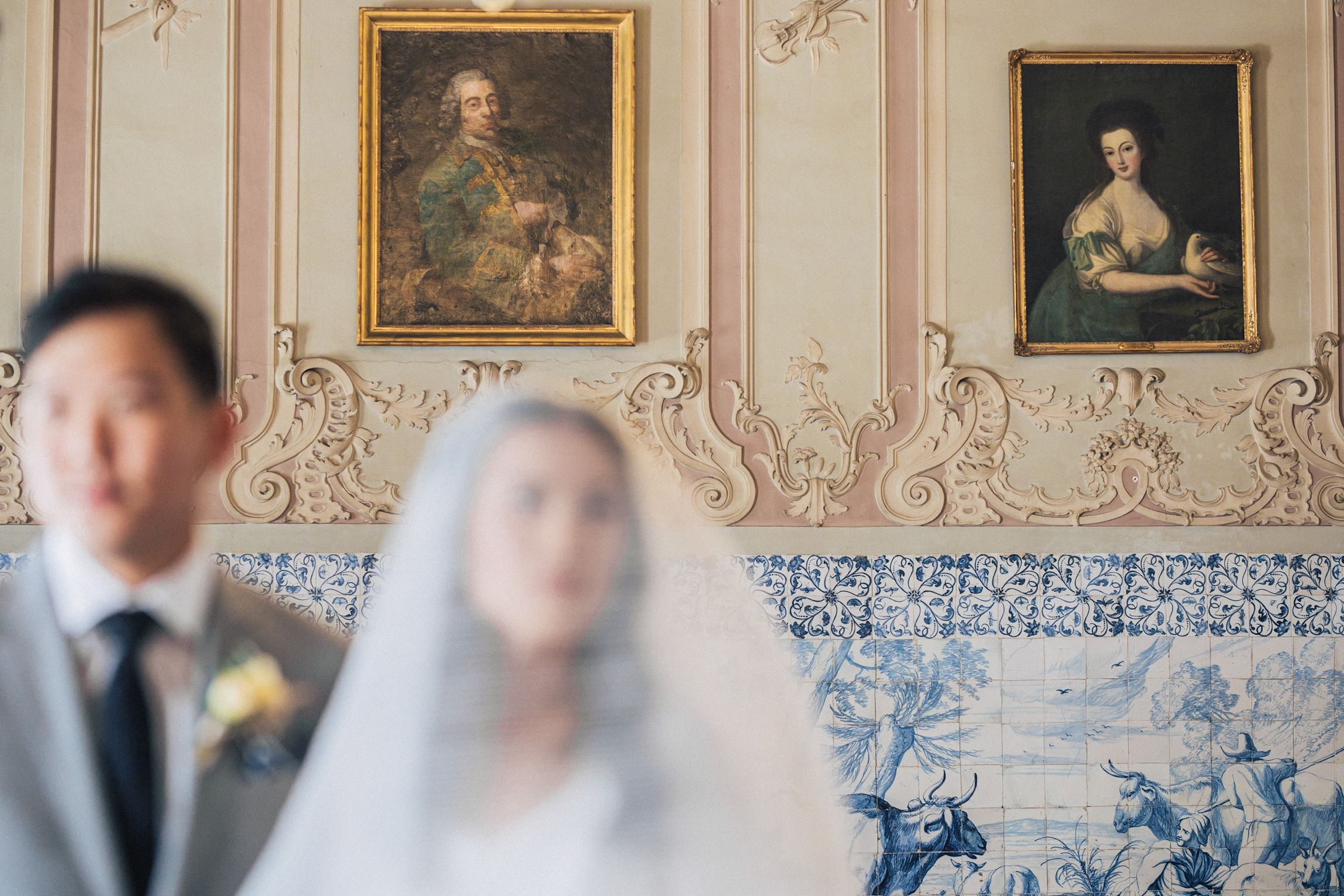Bridal silhouette at editorial-style destination wedding in Lisbon