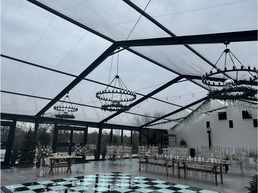 Reception setup at The Delanie, a Dallas wedding venue