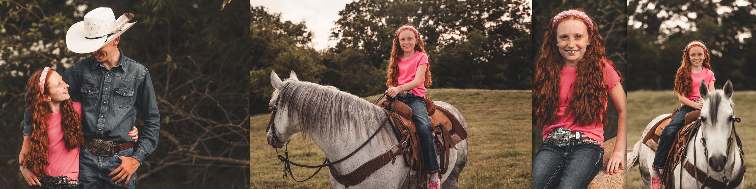 An autumn horseback trail ride through colorful trees and winding paths with multiple riders.