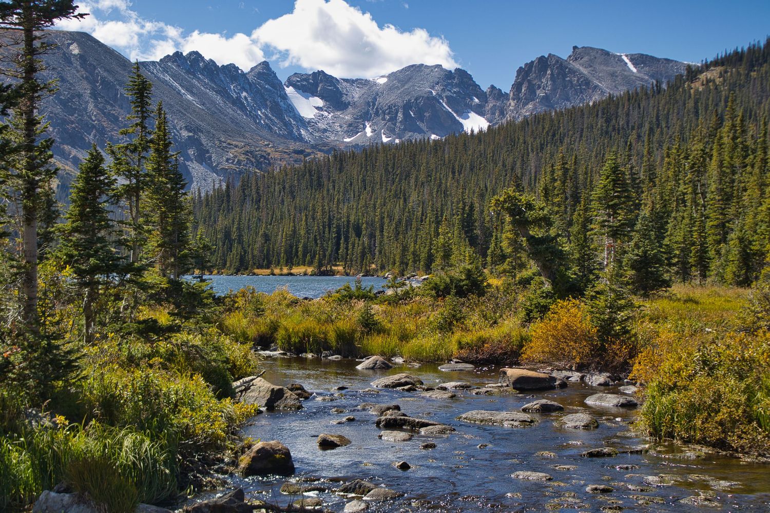 Long Lake with the Indian Peaks Mountain range in the background. Located in the Brainard Lake Recreation Area. Pixcapades