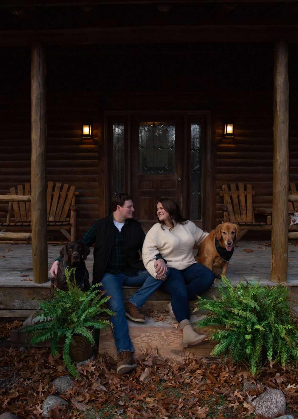 Michigan couples first home photo shoot on porch