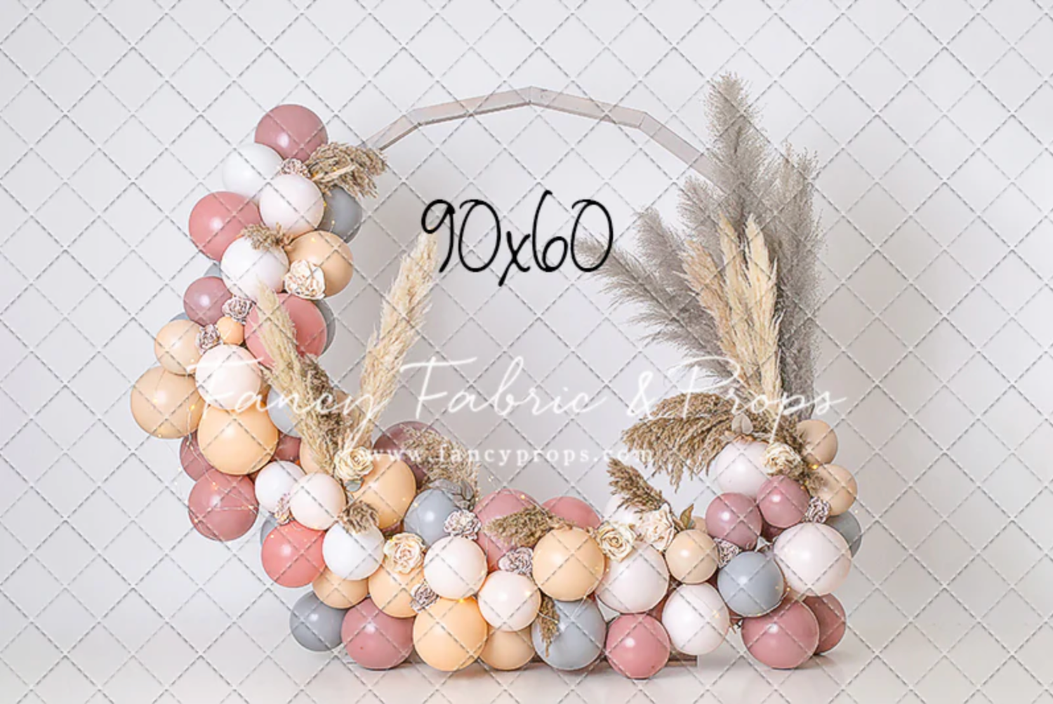 Delicate pink, white and blue LED string lights arranged with dried pampas grass create a cozy boho atmosphere.
