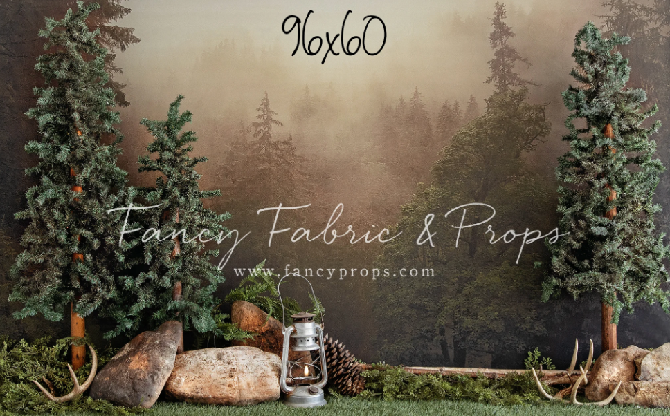 A collection of photography backdrops featuring forest scenery and natural landscapes arranged in a horizontal banner.