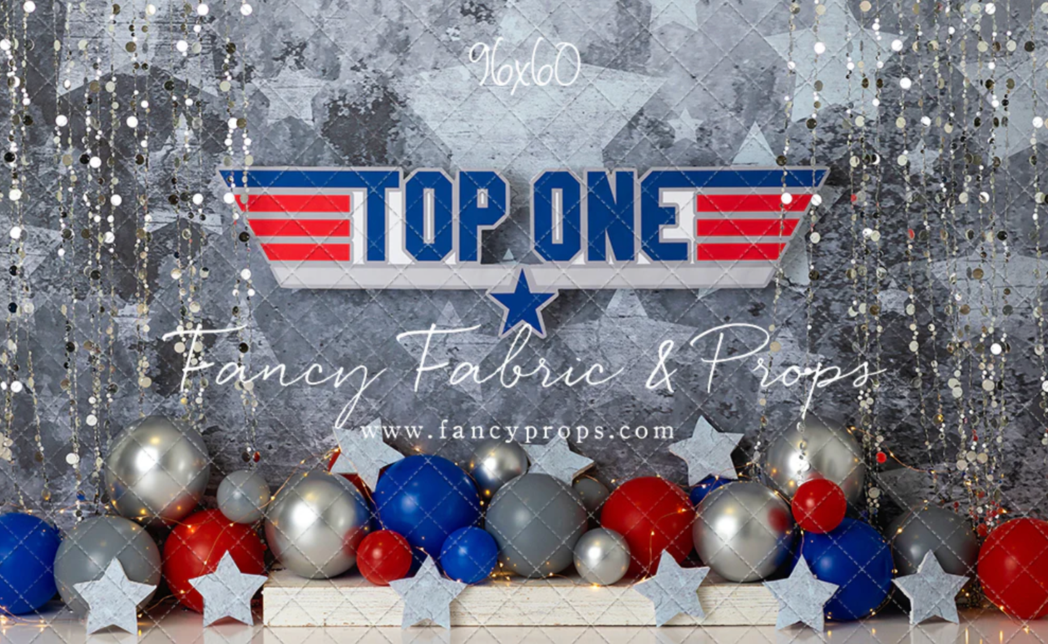 Red, white, blue and silver Christmas ornaments and decorations arranged in a festive holiday border design.