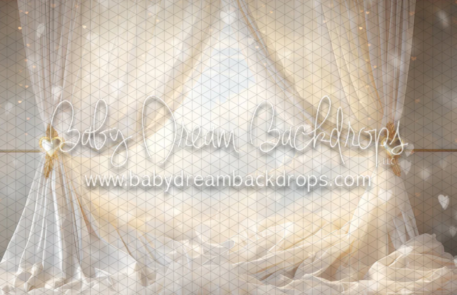 Elegant cream and gold damask pattern backdrop with ornate floral designs creates a luxurious photography background.