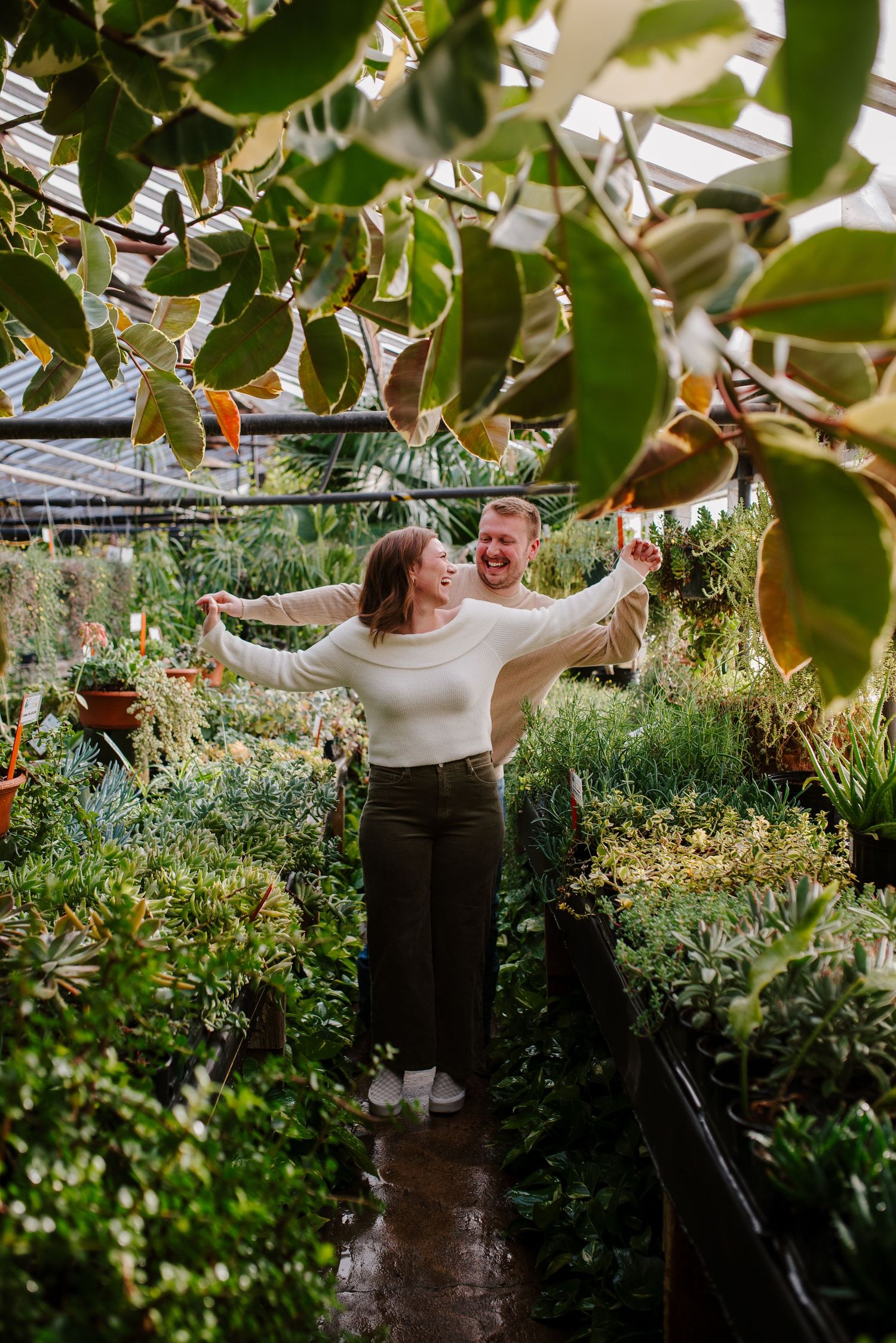 Greenhouse engagement session in Wichita, KS - Plant Kingdom engagement pictures by Jessica Nadine Photography