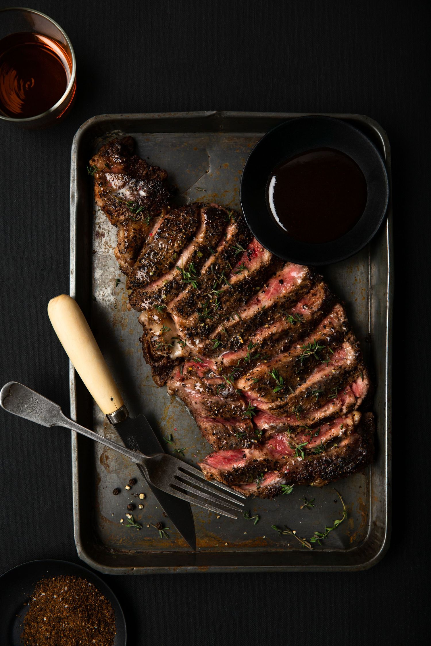 Steak, sliced, chef prepared, gourmet, organic, grass fed, moody