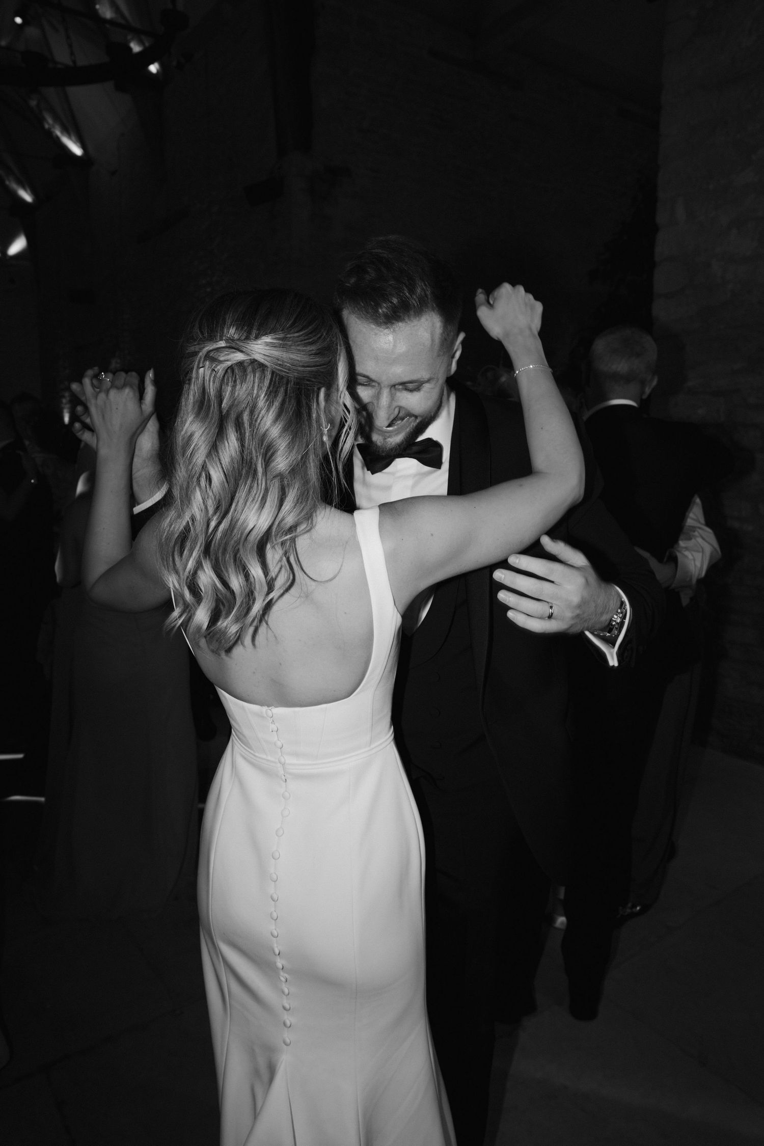 bride and groom dancing on dance floor at ivy lodge in cotswolds