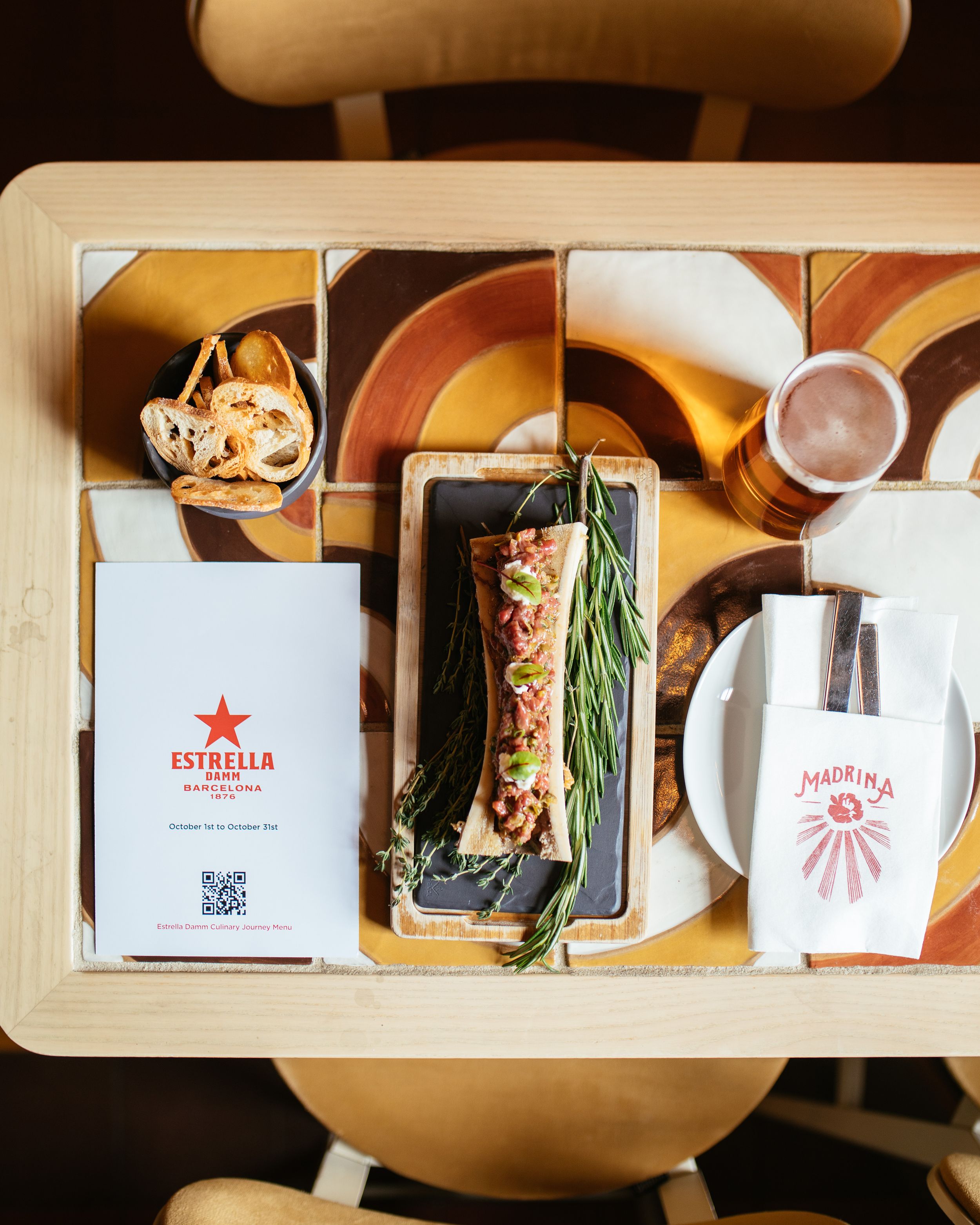 Editorial food photography of Spanish tapas, inside Madrina restaurant in Toronto’s Distillery District