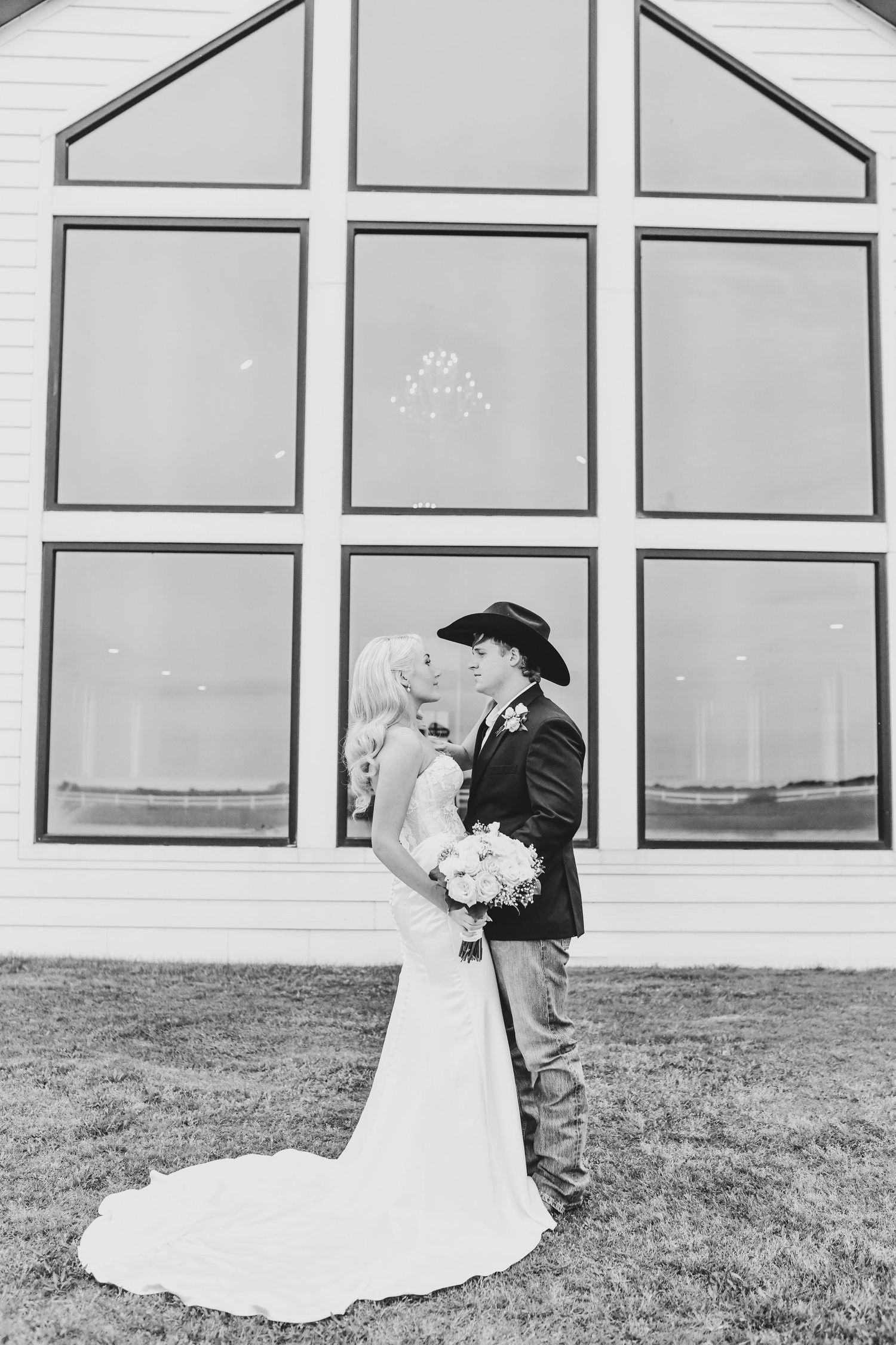 Bride and groom sharing intimate moment after ceremony