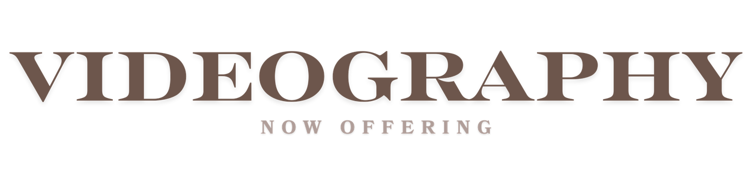 Elegant brown text reading 'Videography' in serif font against light background.