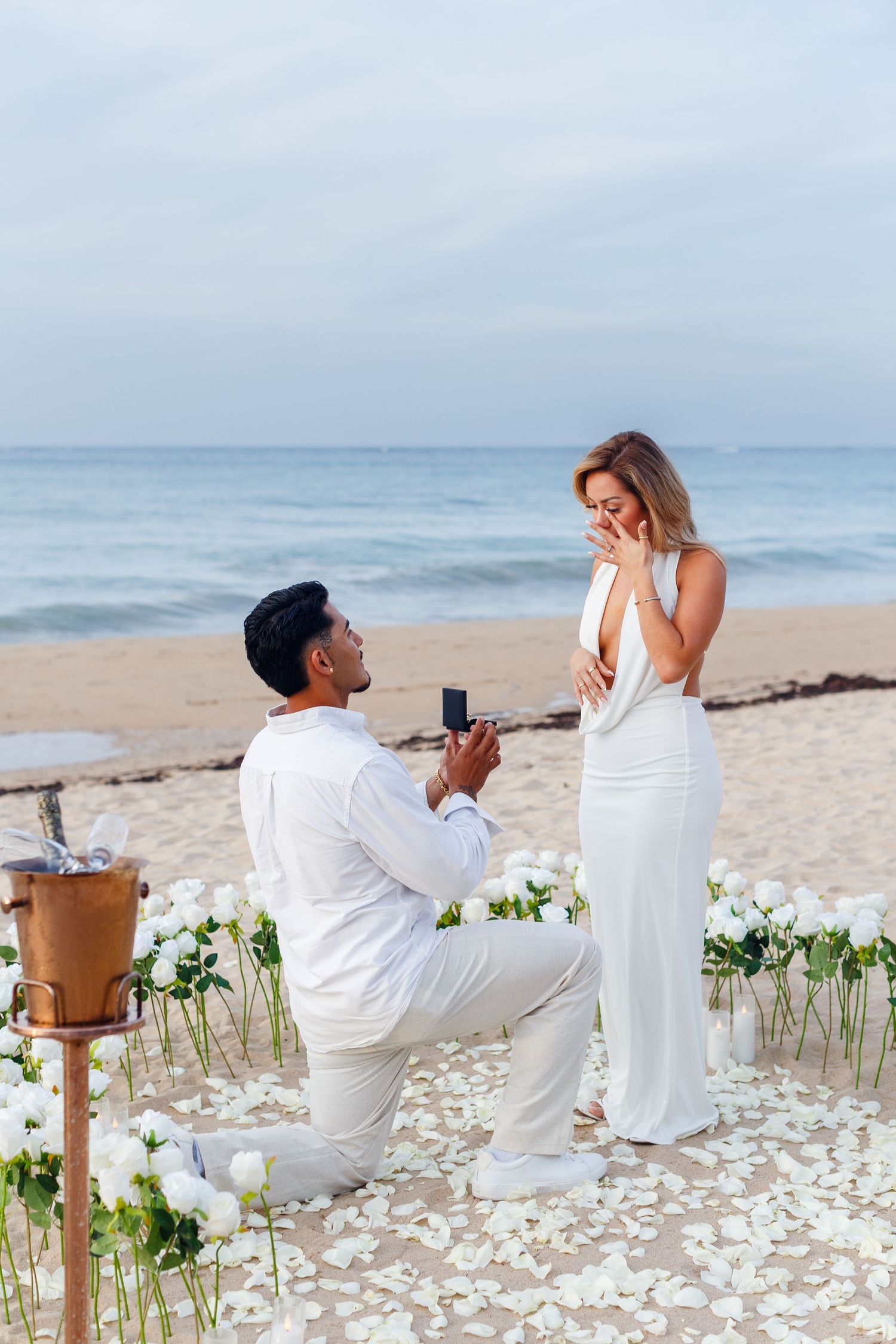 Marriage proposal on the beach. San Juan, Puerto Rico.