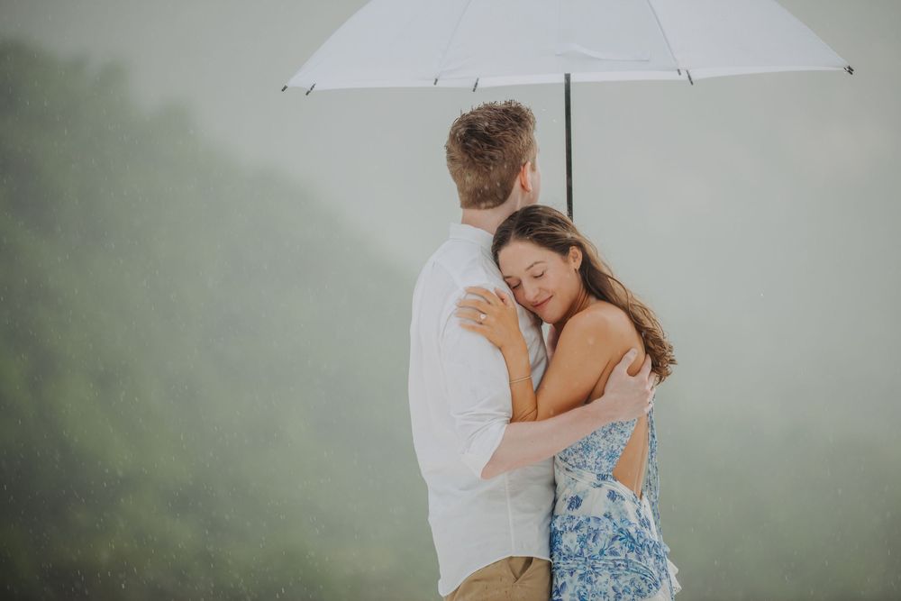 Saint Lucia Photographer captures Rainy surprise Proposal Photoshoot at Sugar Beach Viceroy in St Lucia