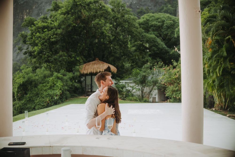 Saint Lucia Photographer captures Rainy surprise Proposal Photoshoot at Sugar Beach Viceroy in St Lucia