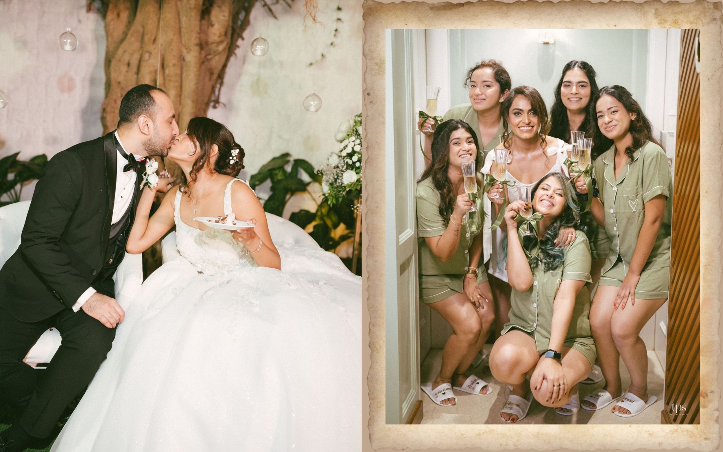 Stunning romantic couple portraits & bridesmaid group shots, elegantly shot by a trusted wedding photographer near me in Mumbai.