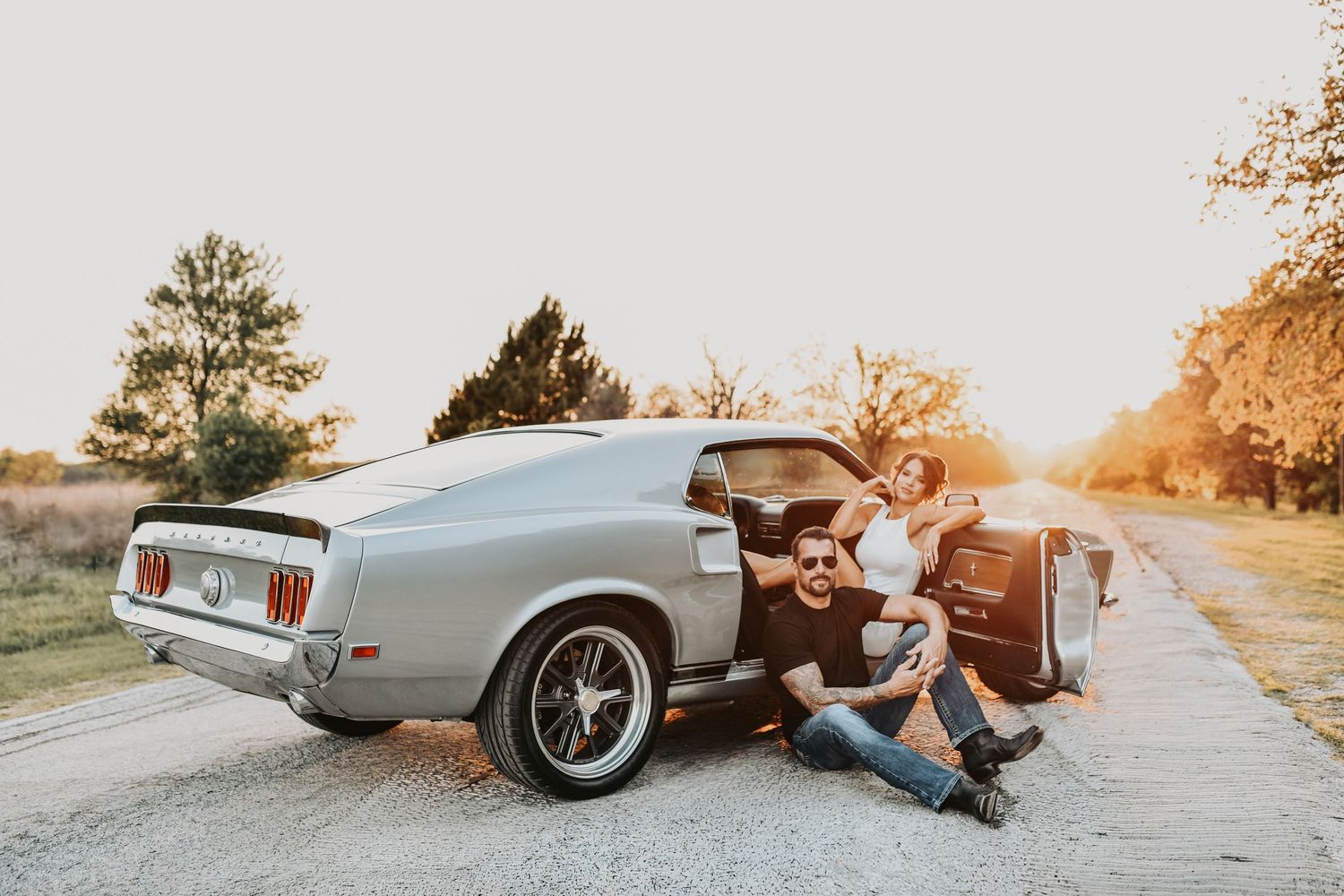 outdoor engagement session McKinney TX romantic couple photos