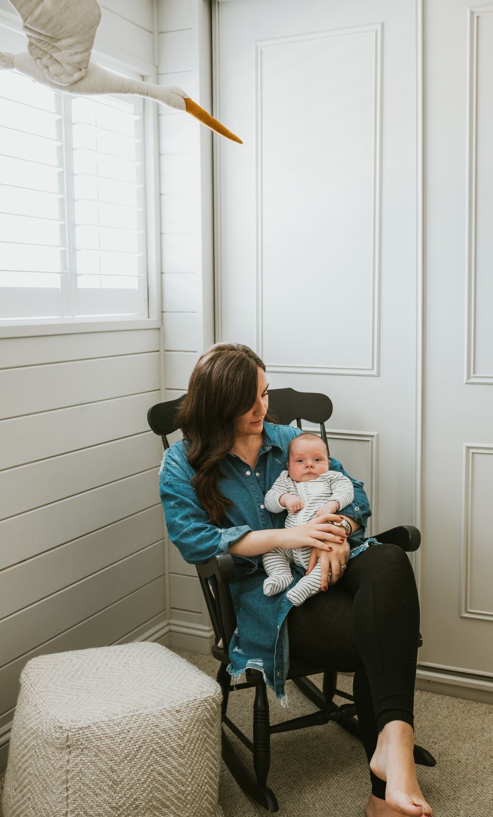 Dorset In-Home Newborn photoshoot mum in rocking chair