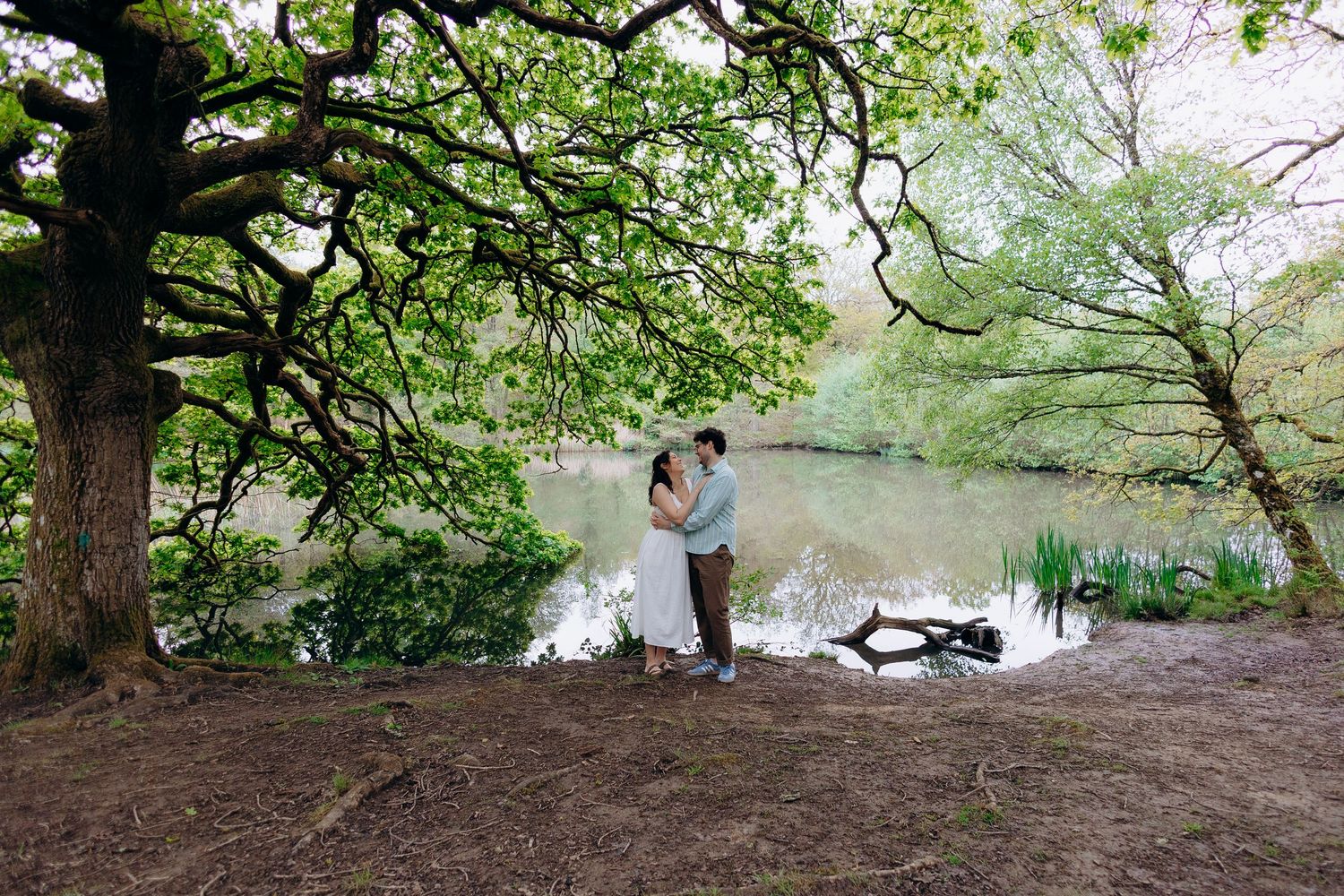 Emotional and natural pre wedding photoshoot in Gloucestershire Forest of Dean capturing genuine connection between couple.