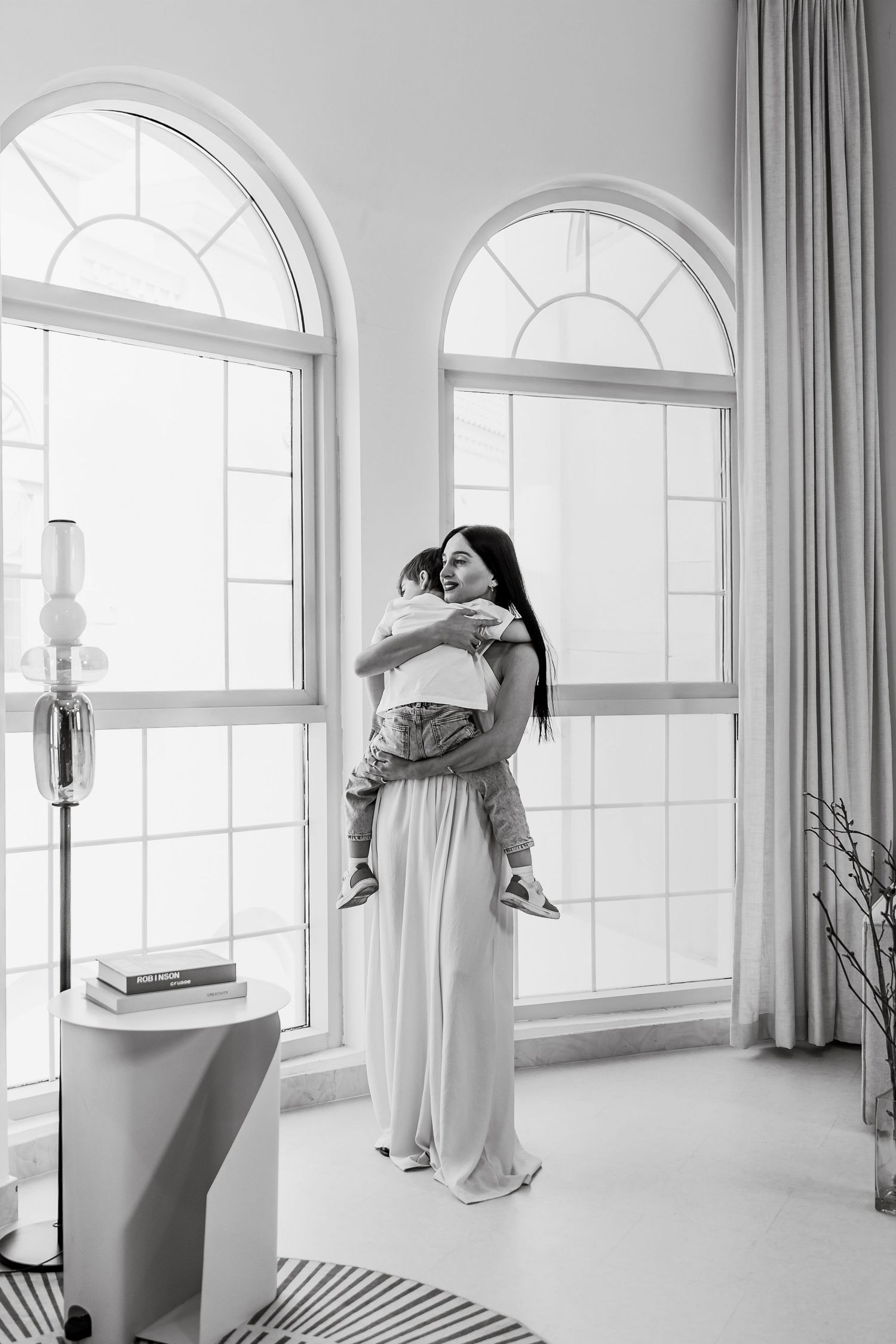 Lifestyle family photoshoot in Dubai with soft natural indoor light