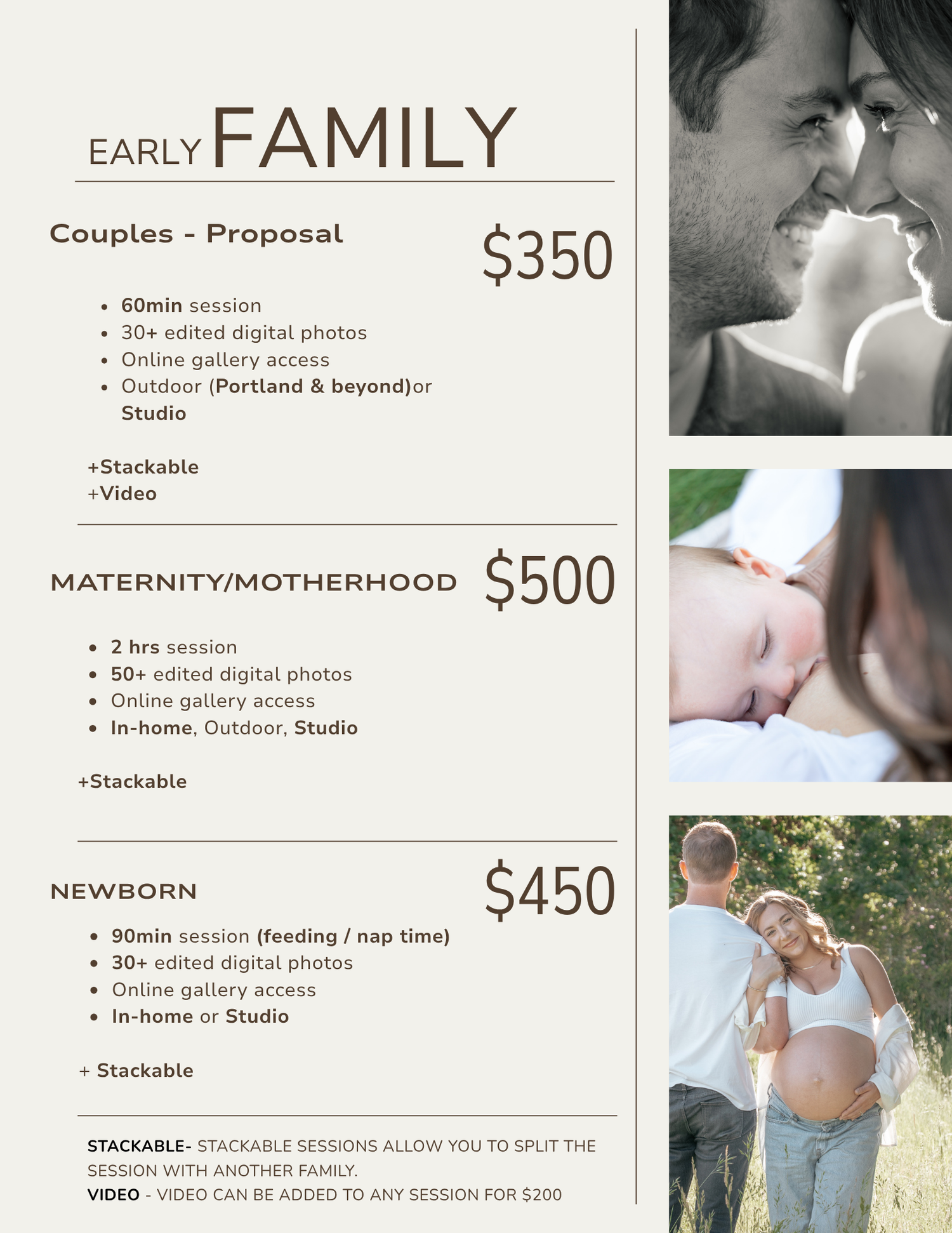 Portland Early Family Photographer affordable pricing