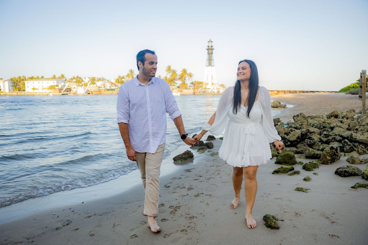 Editorial engagement photos at the base of the Hillsboro Inlet Lighthouse.