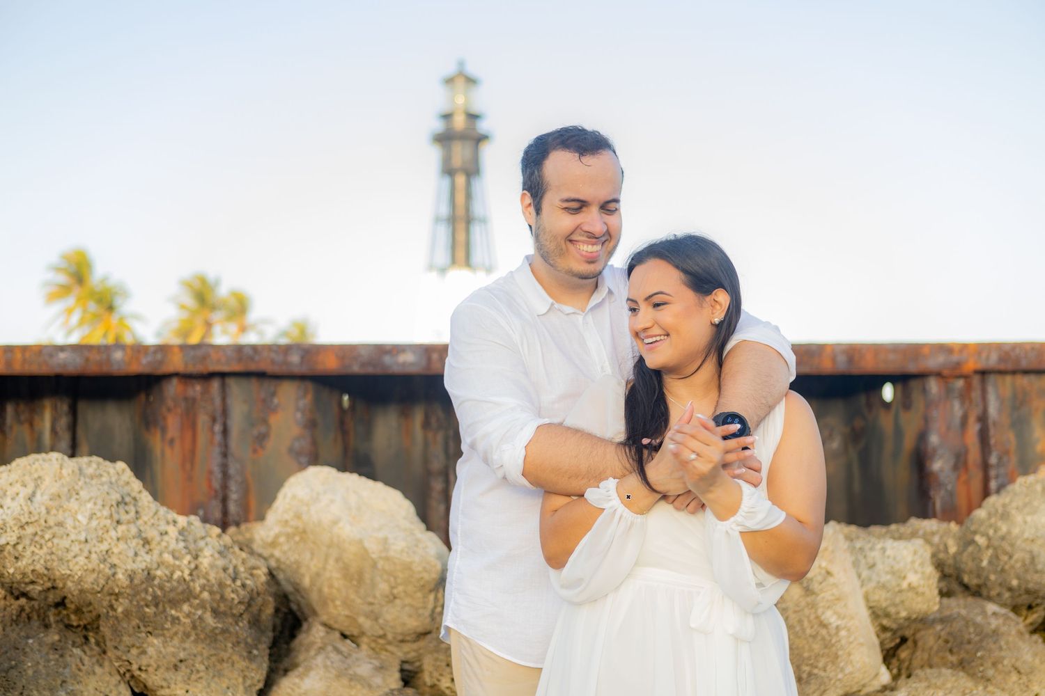 Editorial engagement photos at the base of the Hillsboro Inlet Lighthouse.