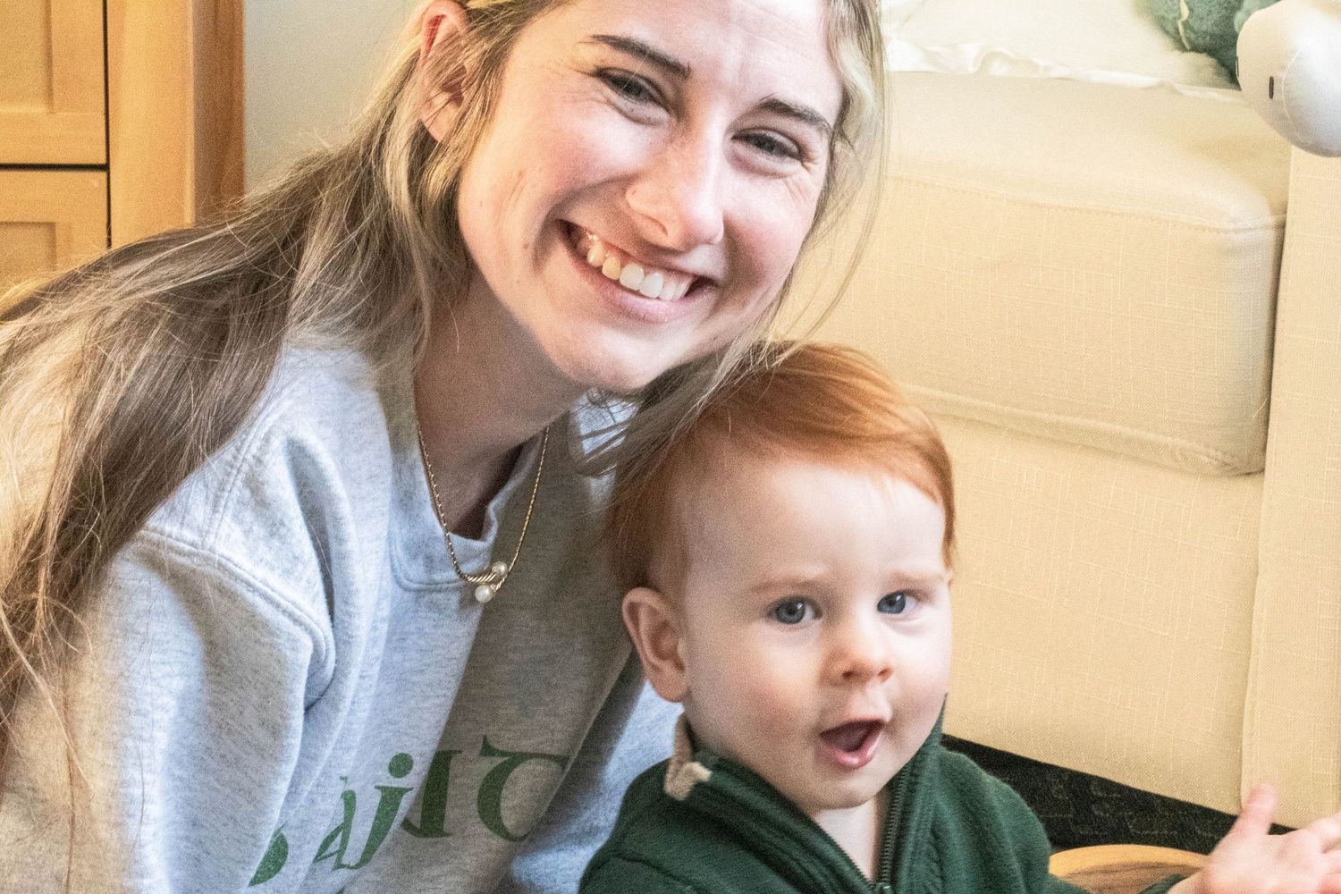 A loving moment captured between two family members sharing a smile.