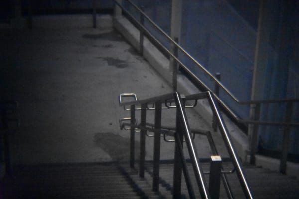 Stairs and a rail.