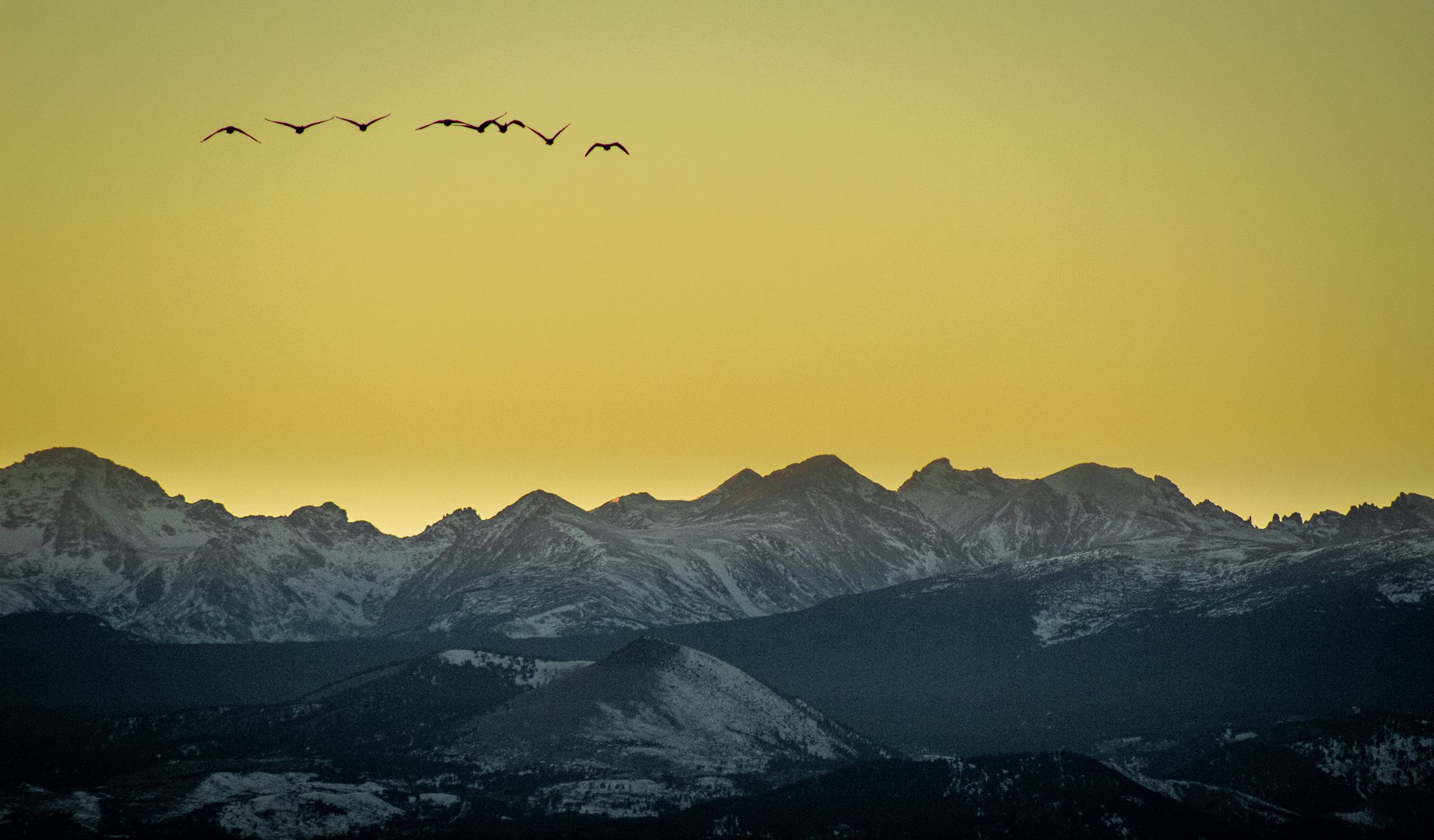 Sunset over the rocky mountains