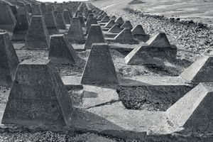 photograph of tank traps ww2 world war II