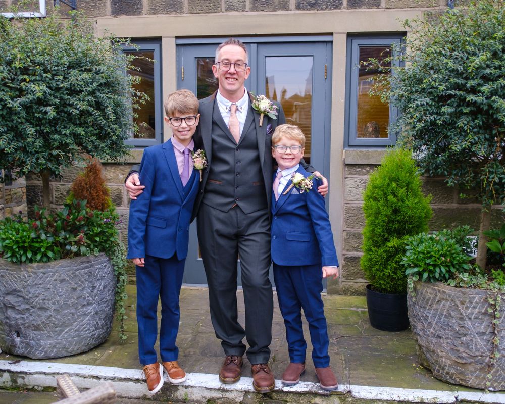 Groom and Brides two sons after the ceremony at the Black Horse, Clifton