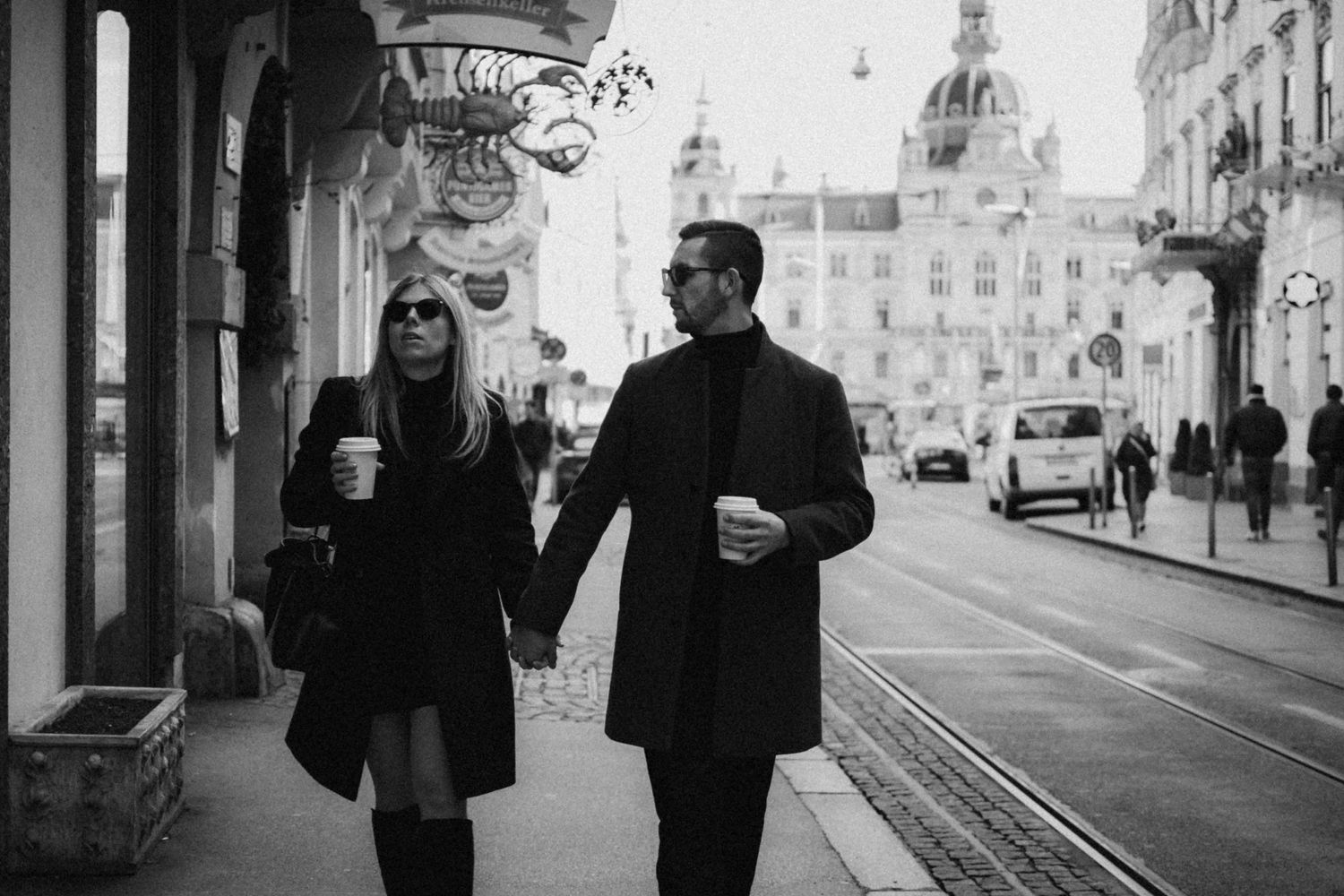 Couple in Graz with coffee