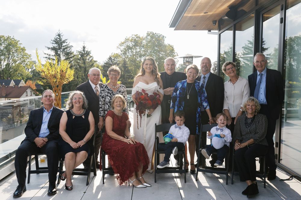 A collection of candid group photos showing people gathered at what appears to be a social or business event.