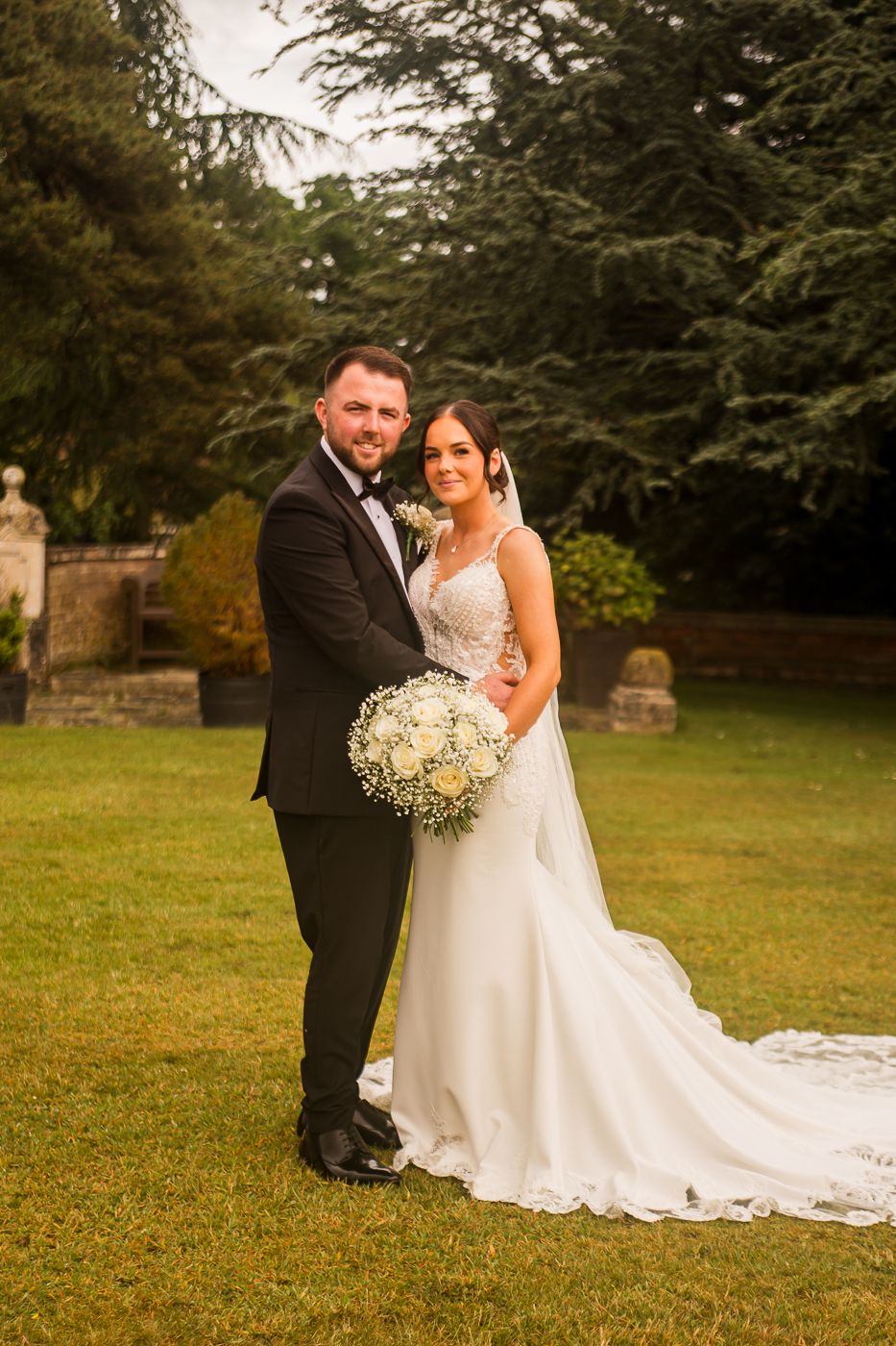 Beautiful wedding photography sequence showing couple's intimate moments in natural setting.