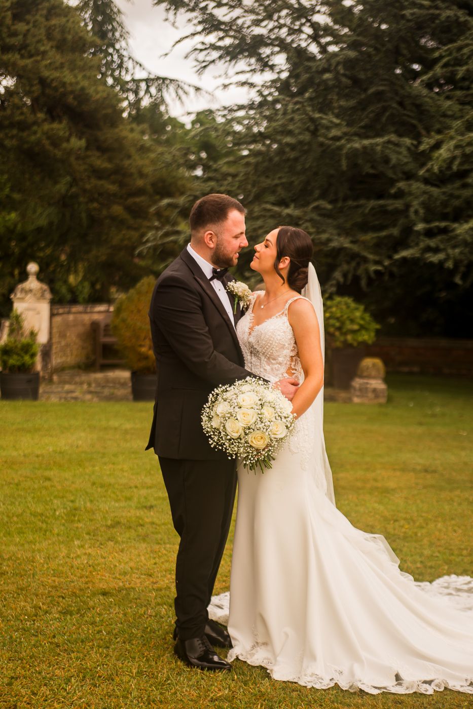 Romantic wedding photography sequence showing tender moments between couple on their special day.