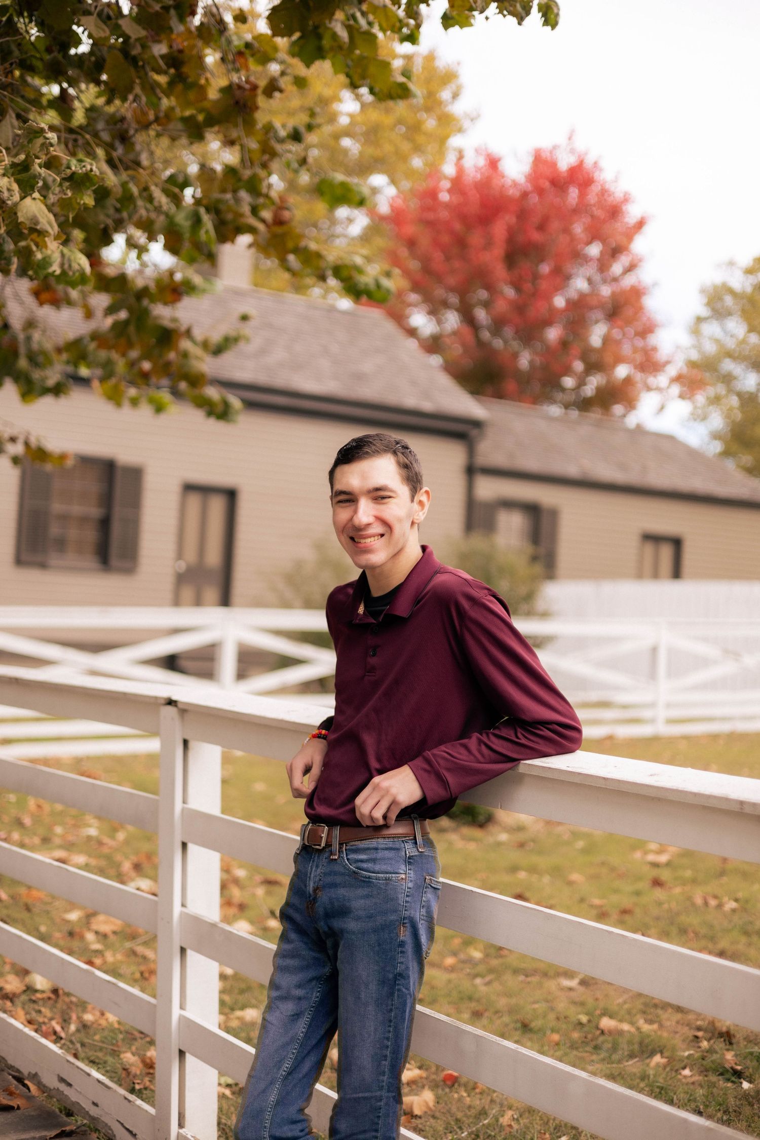 Outdoor, fall senior photos in downtown Springfield, Illinois