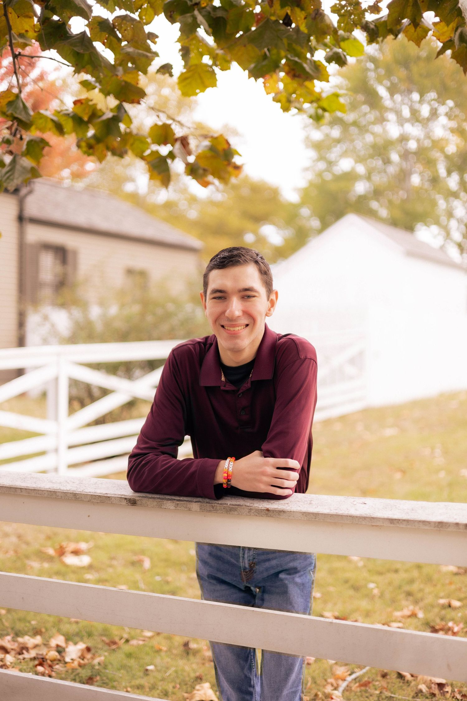 Outdoor, fall senior photos in downtown Springfield, Illinois