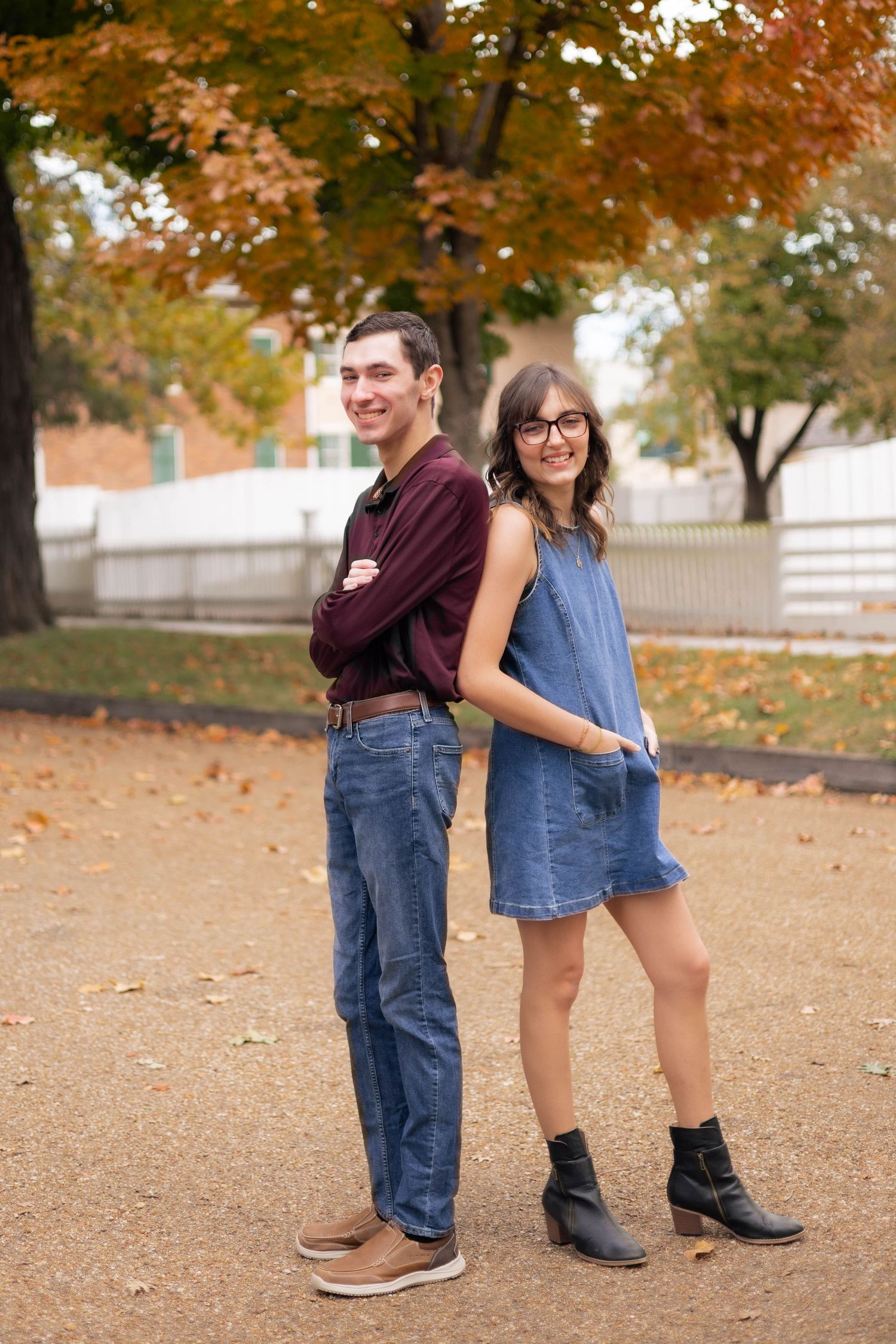 Outdoor, fall family photos in downtown Springfield, Illinois