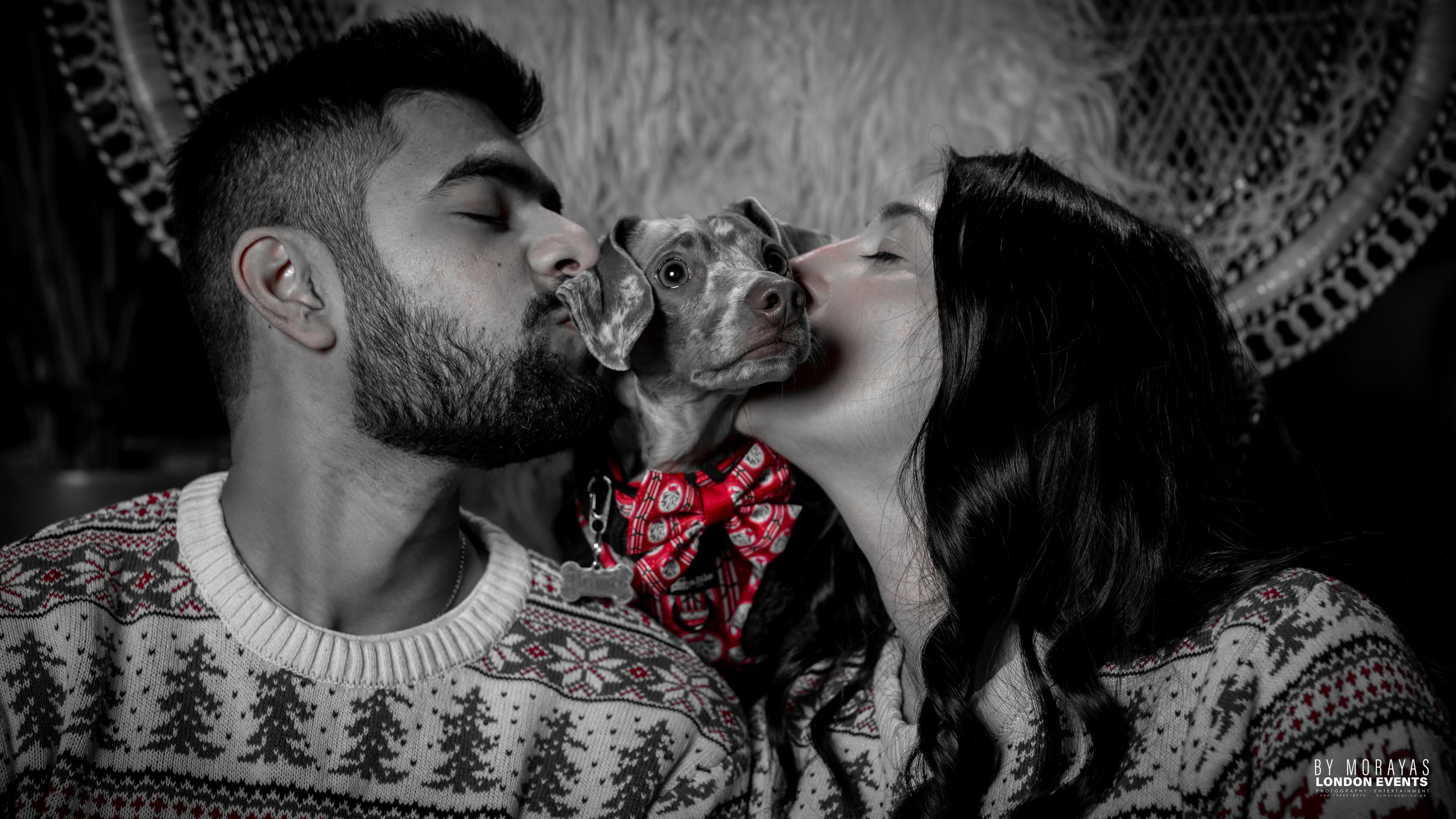 A series of intimate black and white photos showing affectionate moments.
