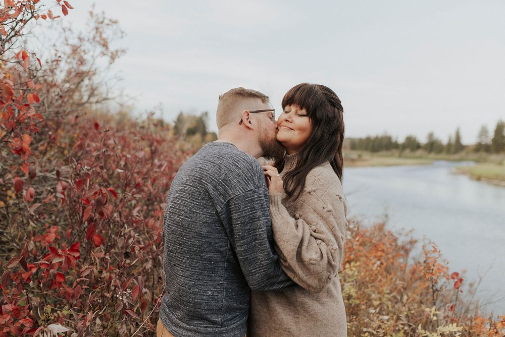 Fall engagement couple photographer near Red Deer Alberta, central Alberta