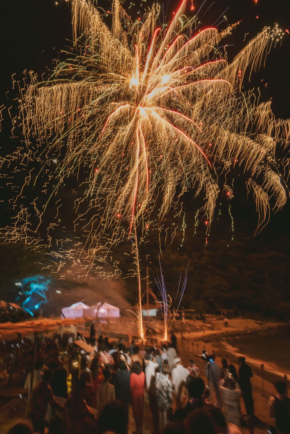 Fireworks during wedding party in Santa Marta.