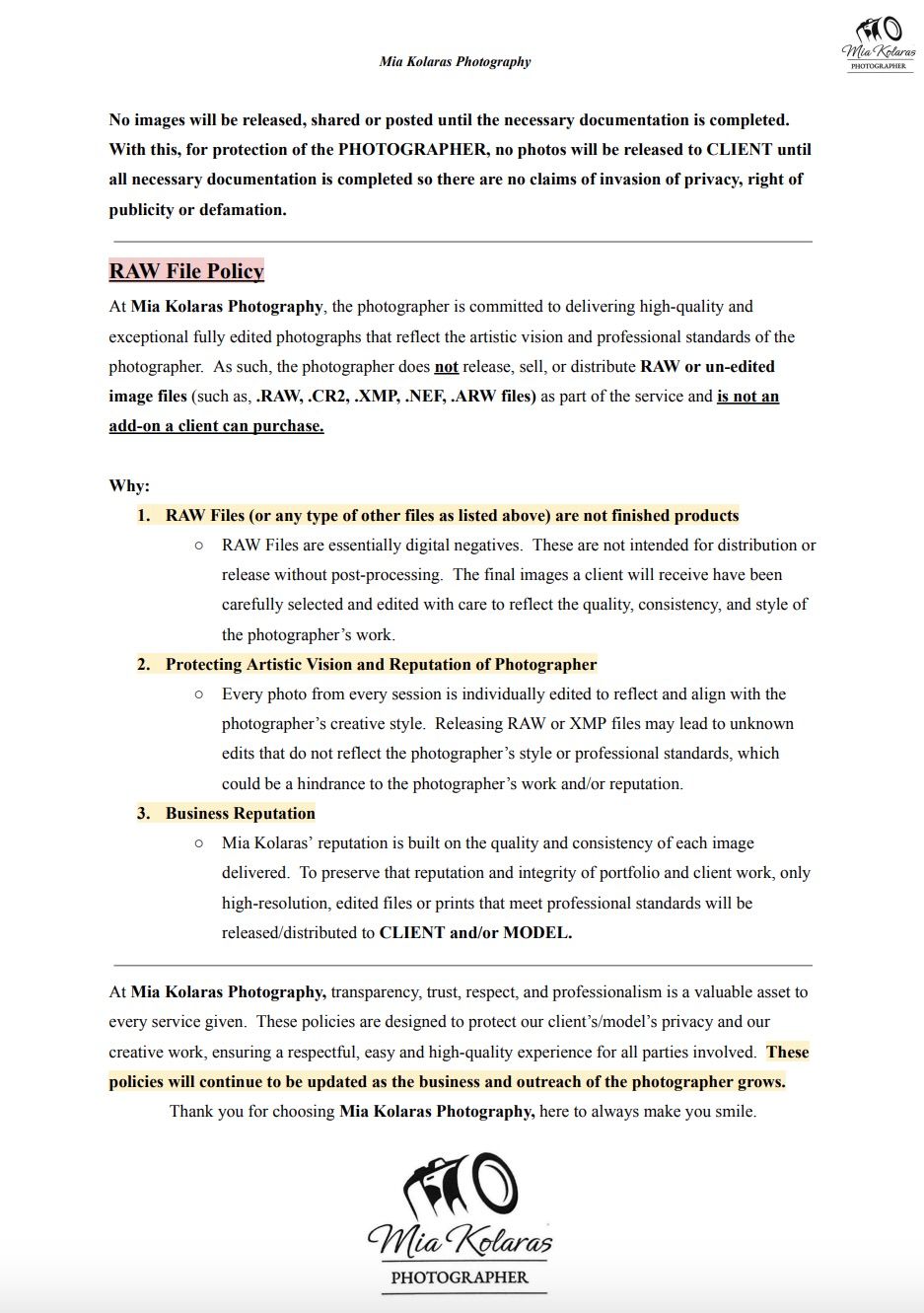 Photographer Policy (2)